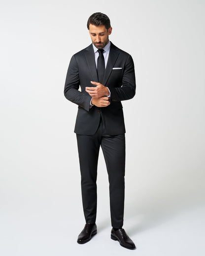 Athletic Fit Stretch Suit Pants - Charcoal Microcheck | State & Liberty Bottoms|Suits