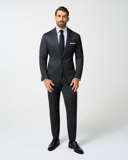 Athletic Fit Stretch Suit Pants - Charcoal Microcheck | State & Liberty Bottoms|Suits