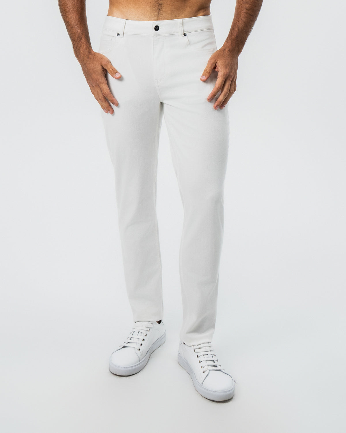 Performance Cotton Twill 5 Pocket Pant - White | State & Liberty Bottoms