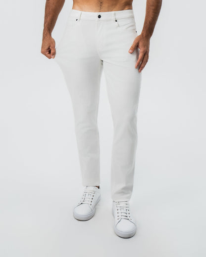 Performance Cotton Twill 5 Pocket Pant - White | State & Liberty Bottoms