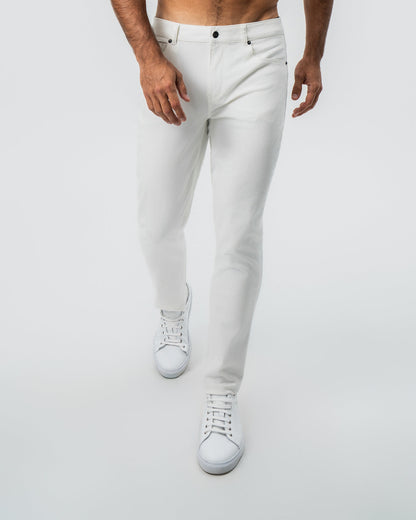 Performance Cotton Twill 5 Pocket Pant - White | State & Liberty Bottoms