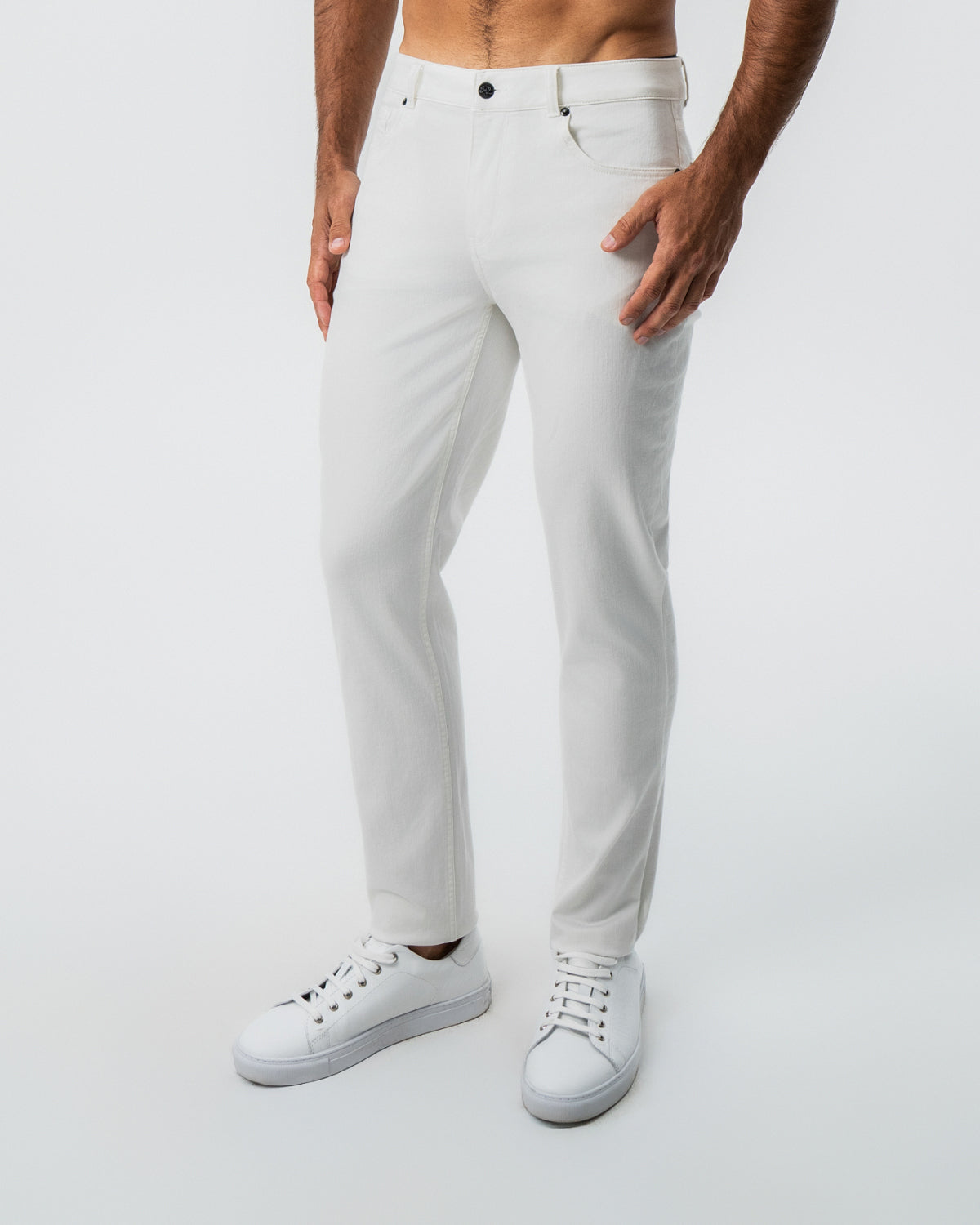 Performance Cotton Twill 5 Pocket Pant - White | State & Liberty Bottoms