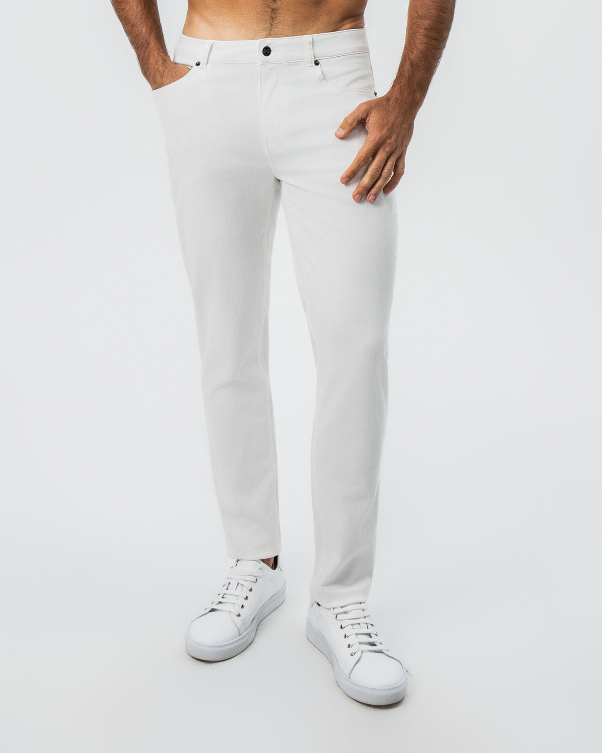 Performance Cotton Twill 5 Pocket Pant - White | State & Liberty Bottoms