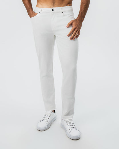 Performance Cotton Twill 5 Pocket Pant - White | State & Liberty Bottoms