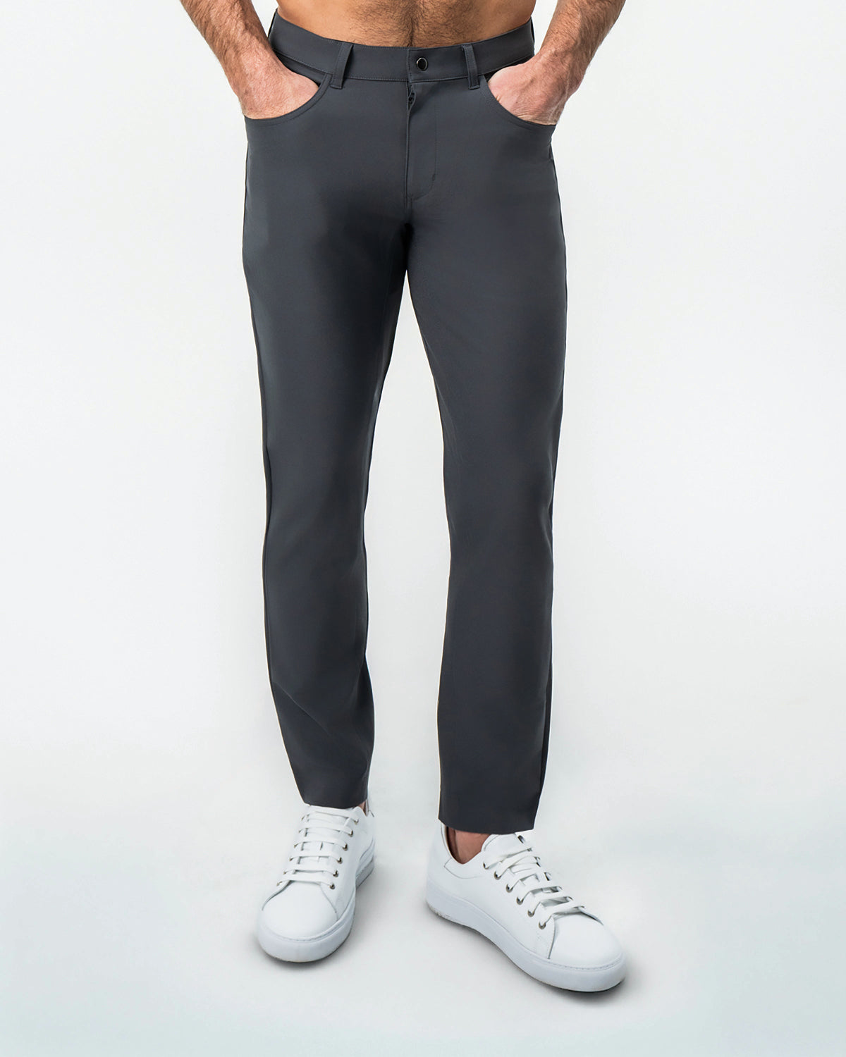 Athletic Fit Stretch Tech Chino - Charcoal | State & Liberty Bottoms