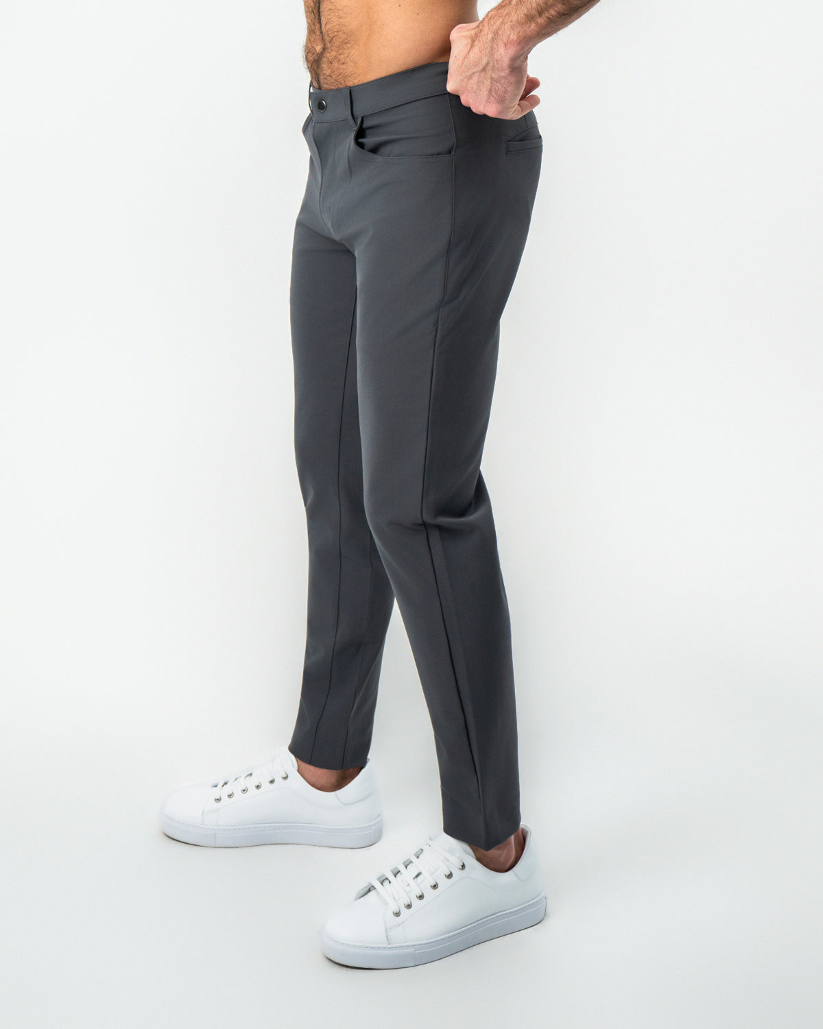 Athletic Fit Stretch Tech Chino - Charcoal | State & Liberty Bottoms