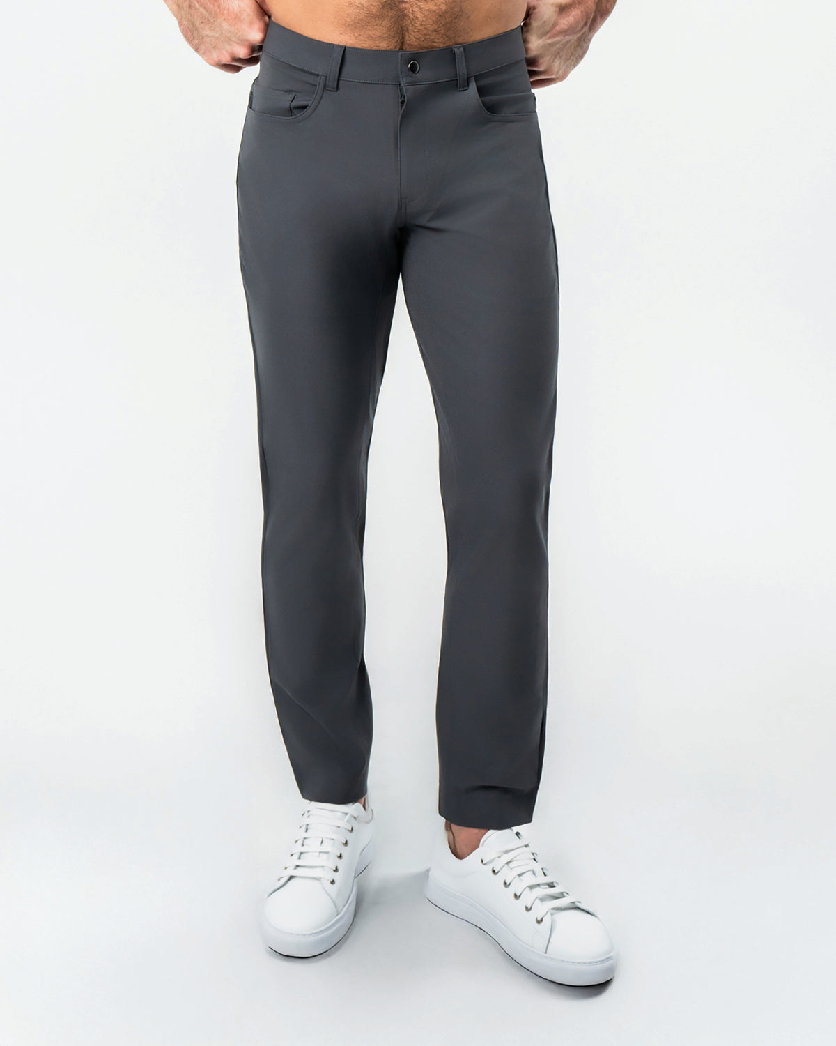 Athletic Fit Stretch Tech Chino - Charcoal | State & Liberty Bottoms