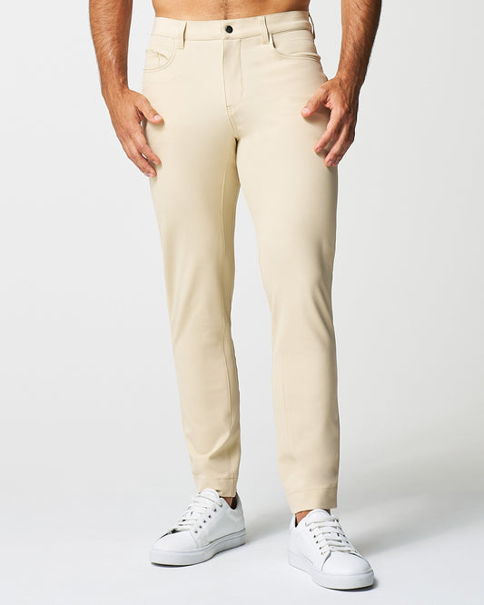 Athletic Fit Stretch Tech Chino - Mid Khaki | State & Liberty Bottoms
