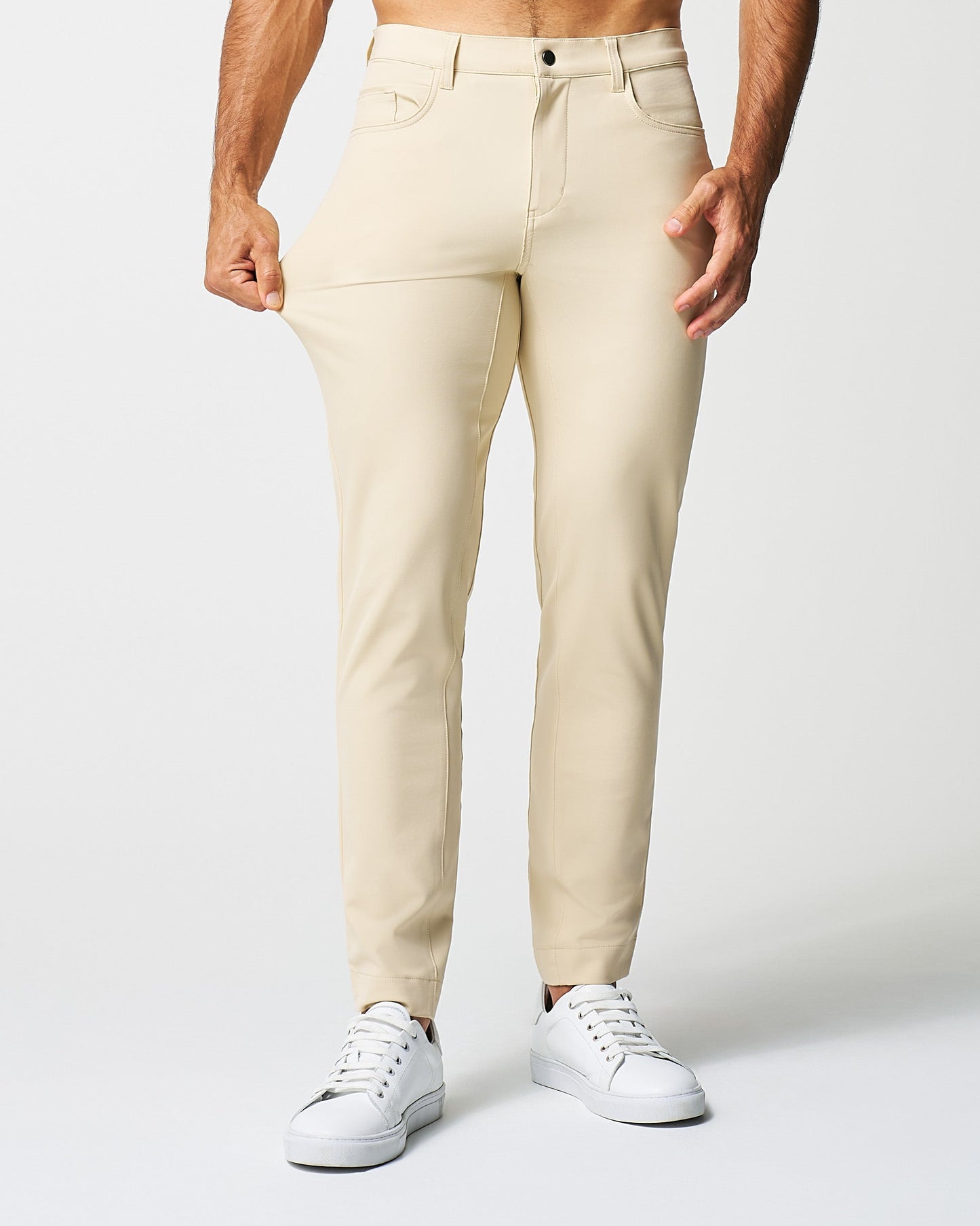 Athletic Fit Stretch Tech Chino - Mid Khaki | State & Liberty Bottoms