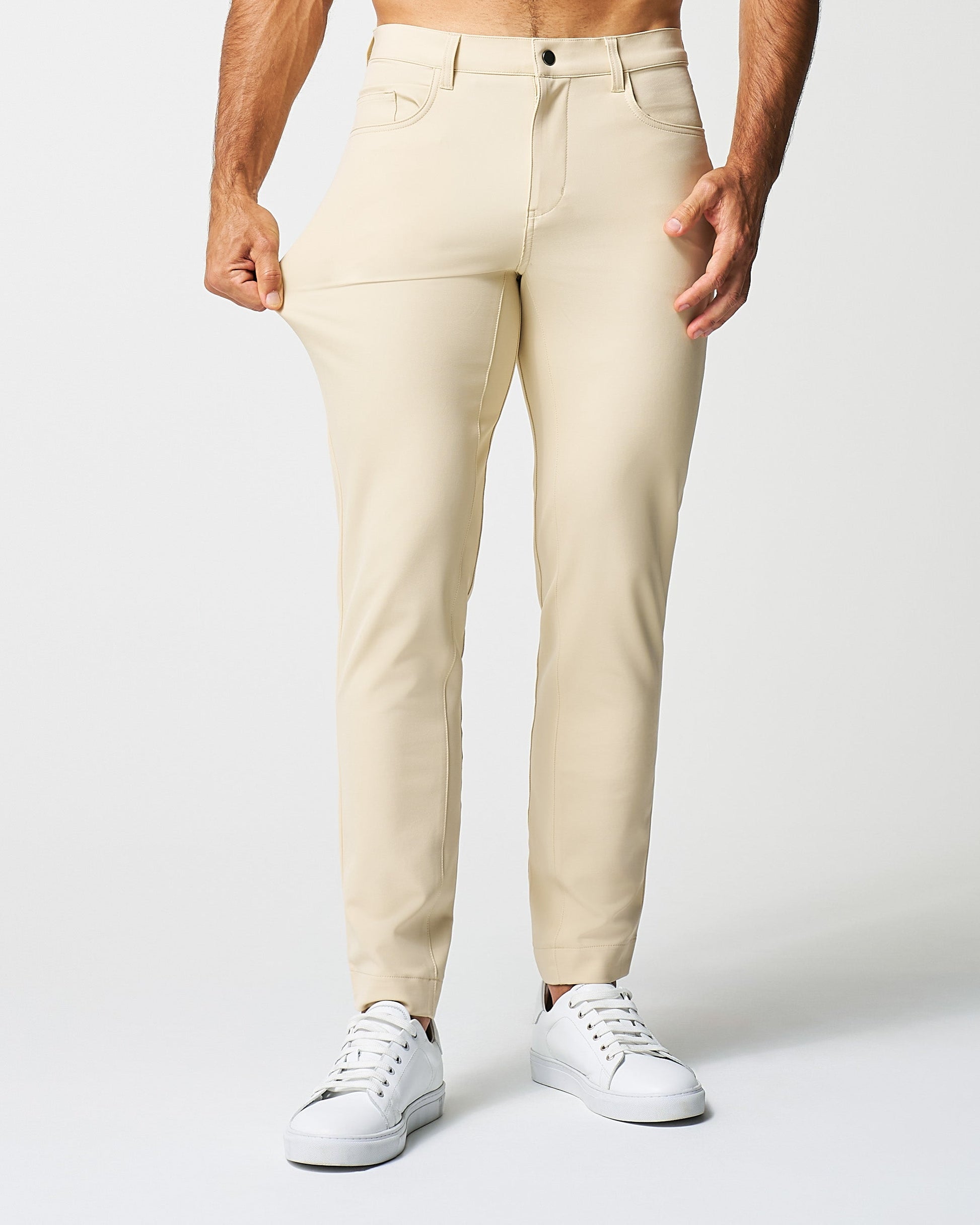 Athletic Fit Stretch Tech Chino - Mid Khaki | State & Liberty Bottoms