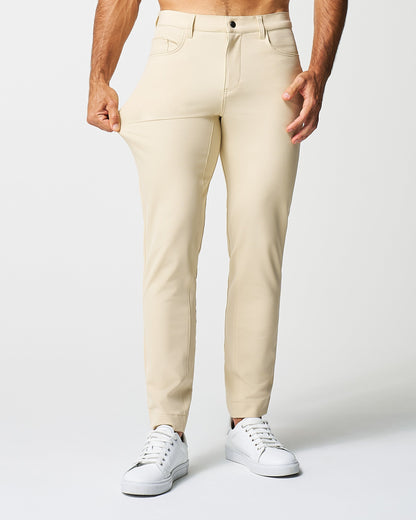 Athletic Fit Stretch Tech Chino - Mid Khaki | State & Liberty Bottoms