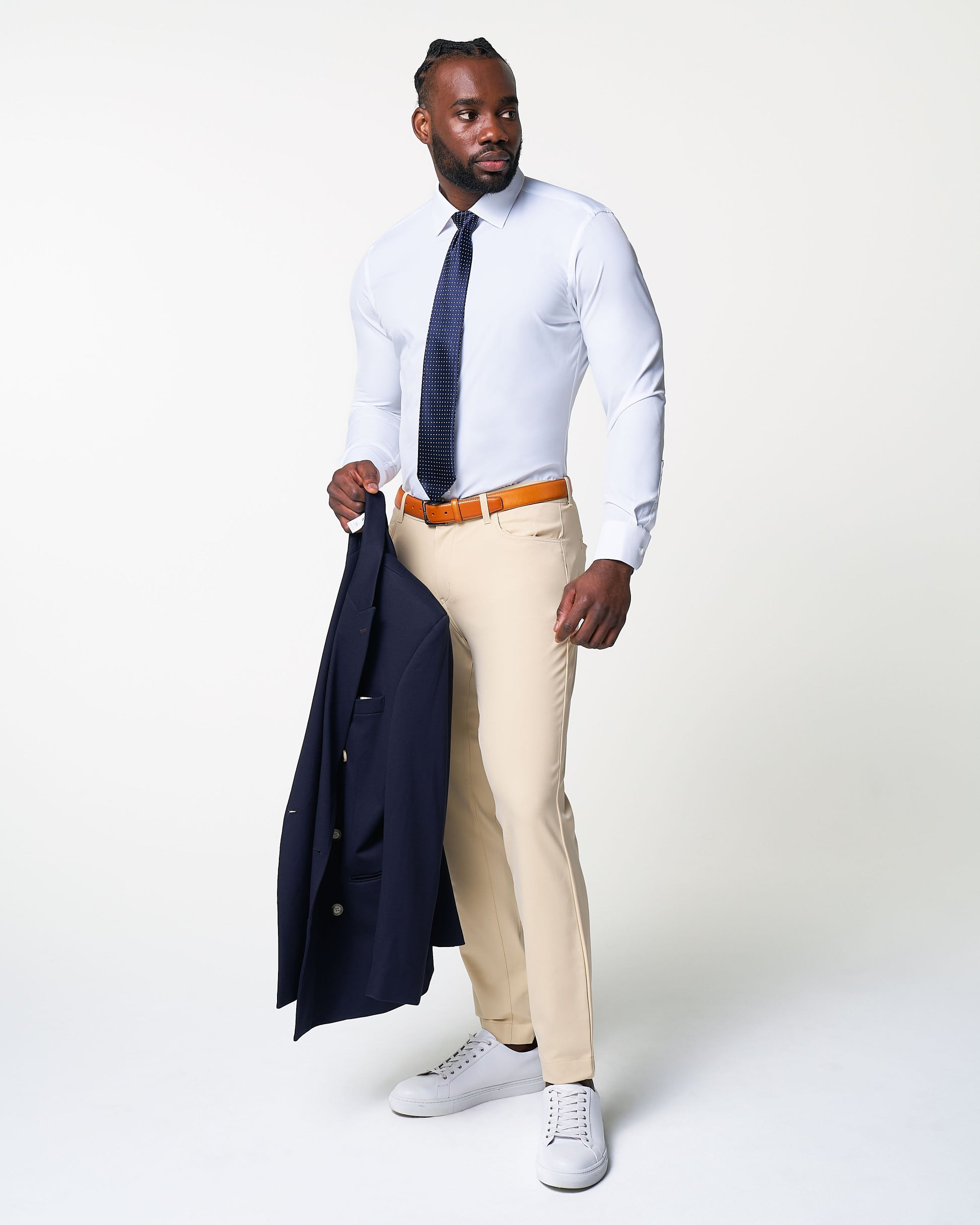 Athletic Fit Stretch Tech Chino - Mid Khaki | State & Liberty Bottoms