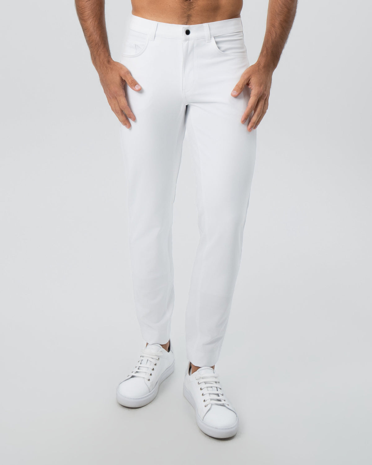 Athletic Fit Stretch Tech Chino - White | State & Liberty Bottoms