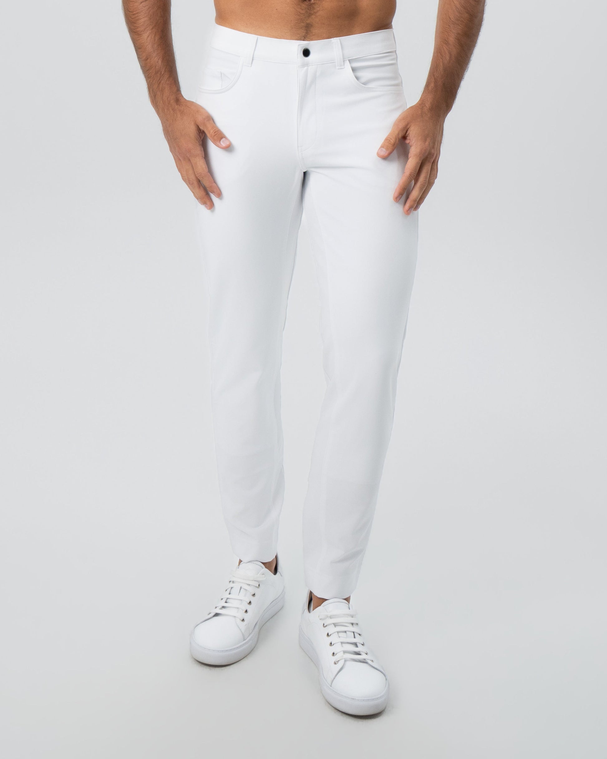 Athletic Fit Stretch Tech Chino - White | State & Liberty Bottoms
