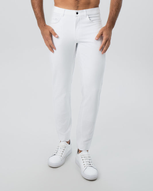 Athletic Fit Stretch Tech Chino - White | State & Liberty Bottoms