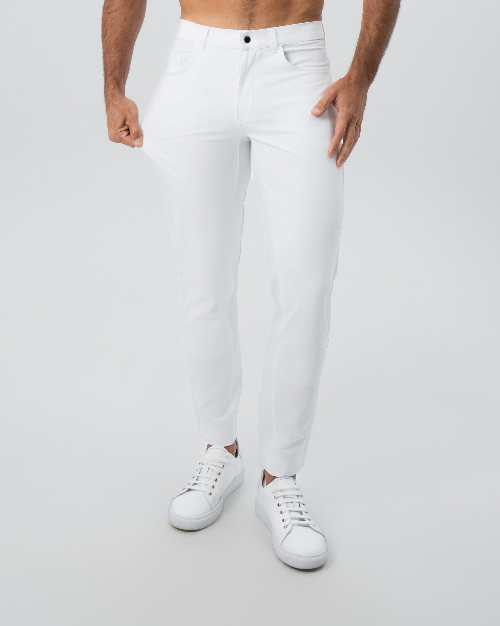 Athletic Fit Stretch Tech Chino - White | State & Liberty Bottoms