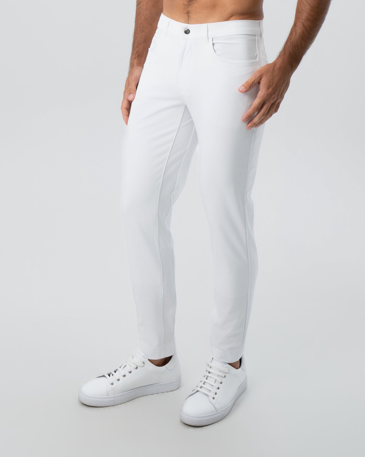 Athletic Fit Stretch Tech Chino - White | State & Liberty Bottoms