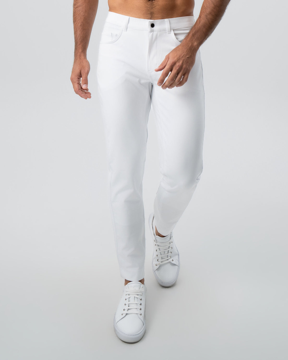 Athletic Fit Stretch Tech Chino - White | State & Liberty Bottoms