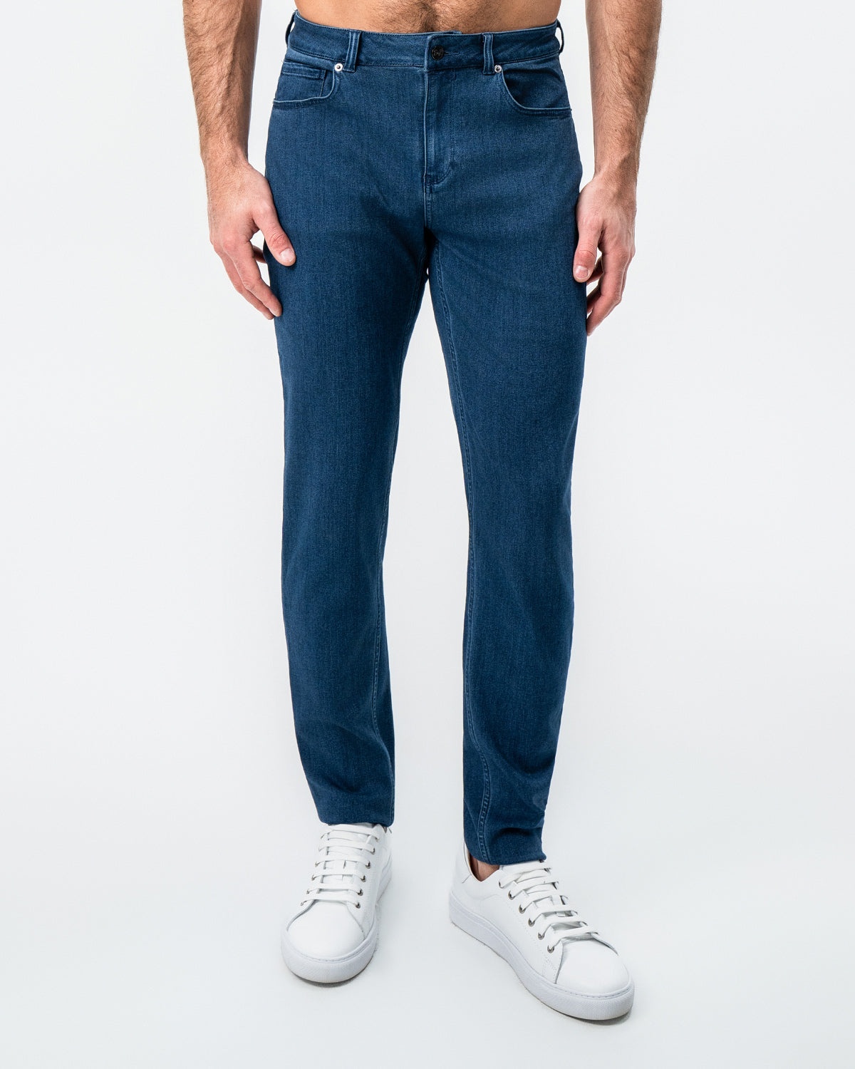 Athletic Fit Stretch Jeans - Mid Blue | State & Liberty Bottoms