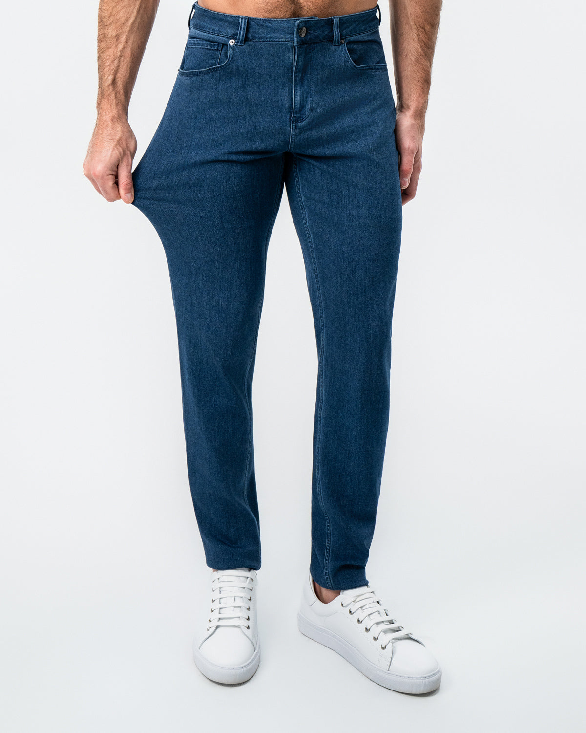 Athletic Fit Stretch Jeans - Mid Blue | State & Liberty Bottoms