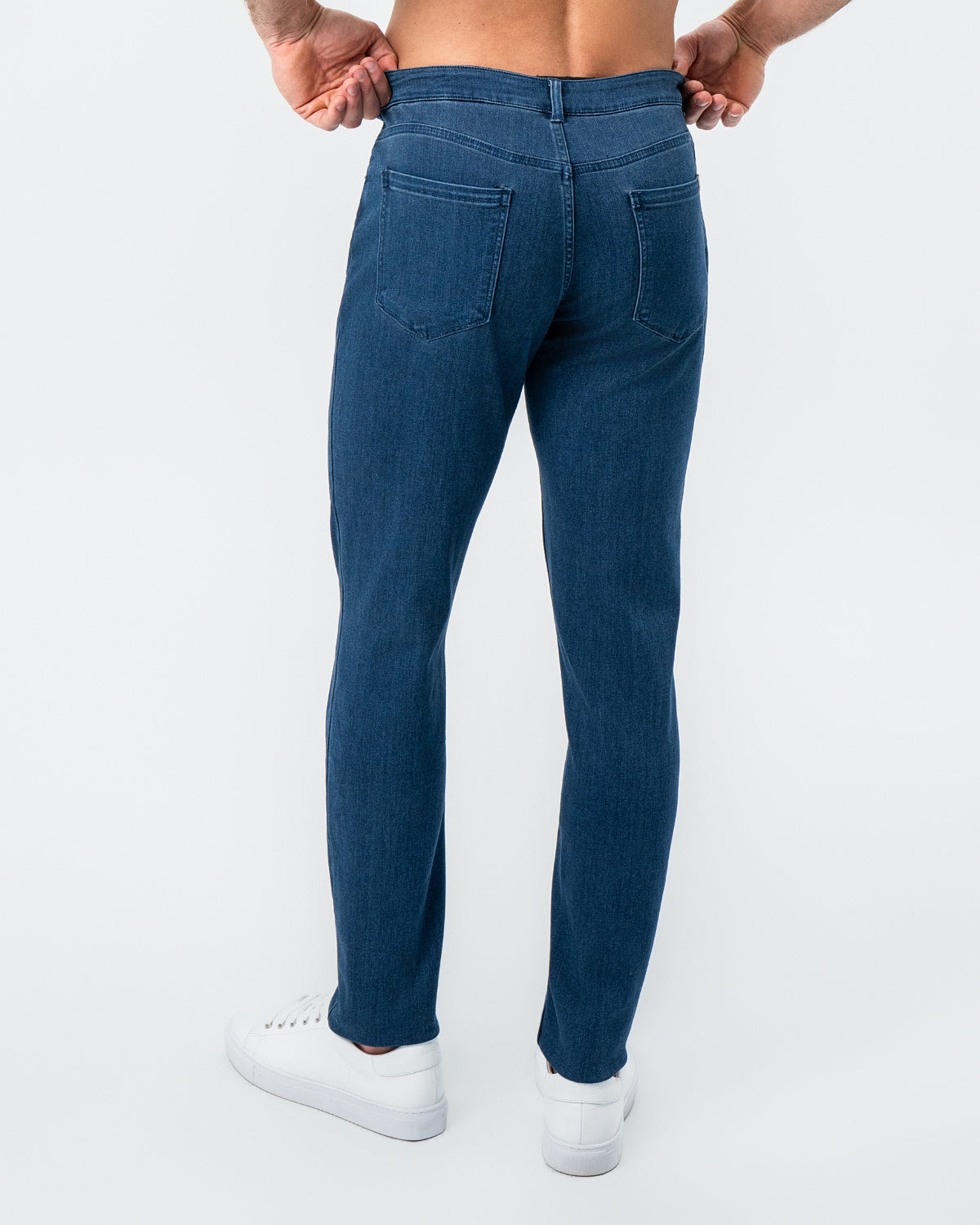 Athletic Fit Stretch Jeans - Mid Blue | State & Liberty Bottoms