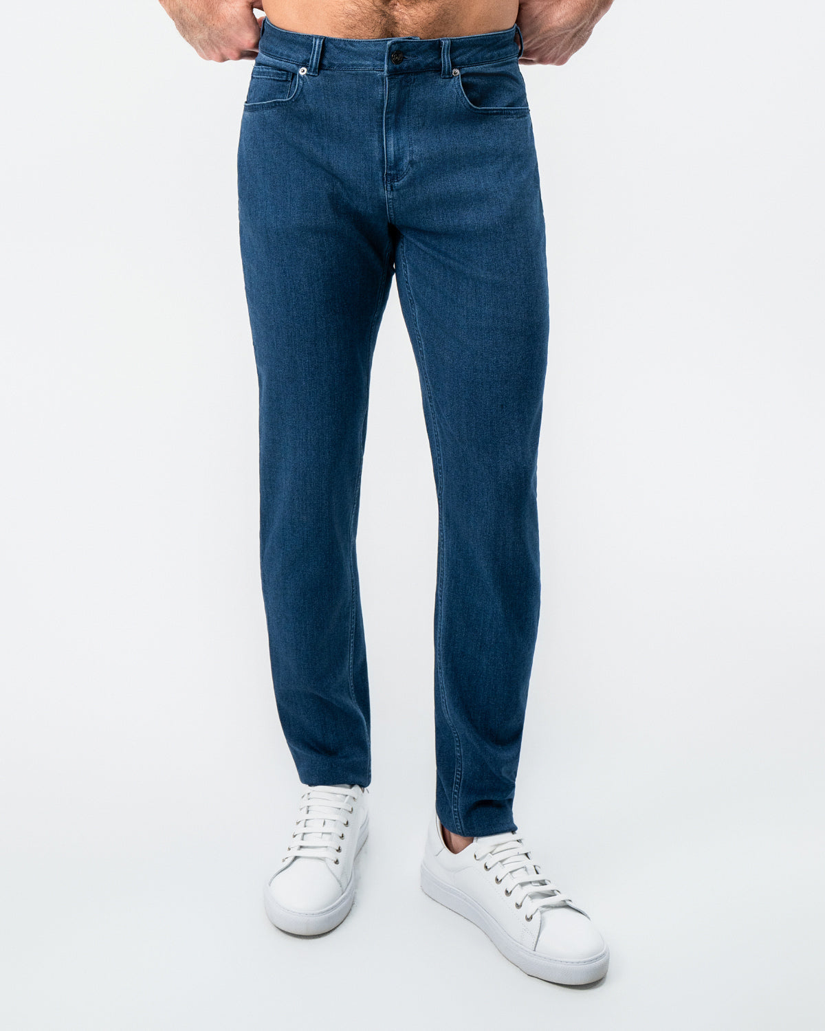 Athletic Fit Stretch Jeans - Mid Blue | State & Liberty Bottoms