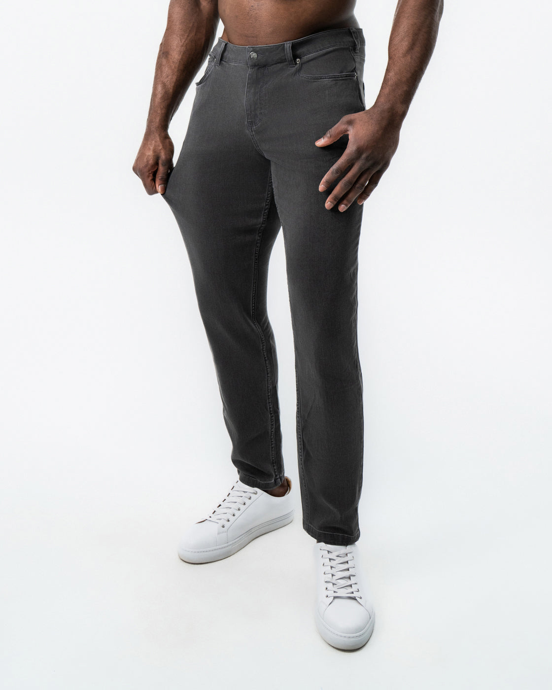 Athletic Fit Stretch Jeans - Charcoal | State & Liberty Bottoms