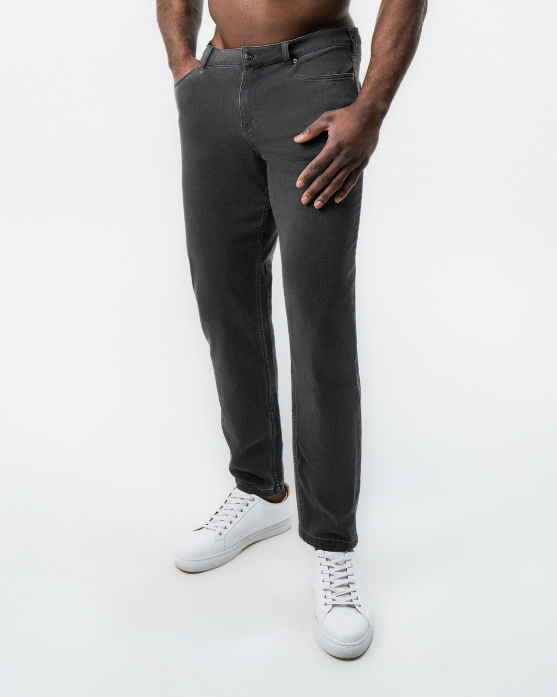 Athletic Fit Stretch Jeans - Charcoal | State & Liberty Bottoms