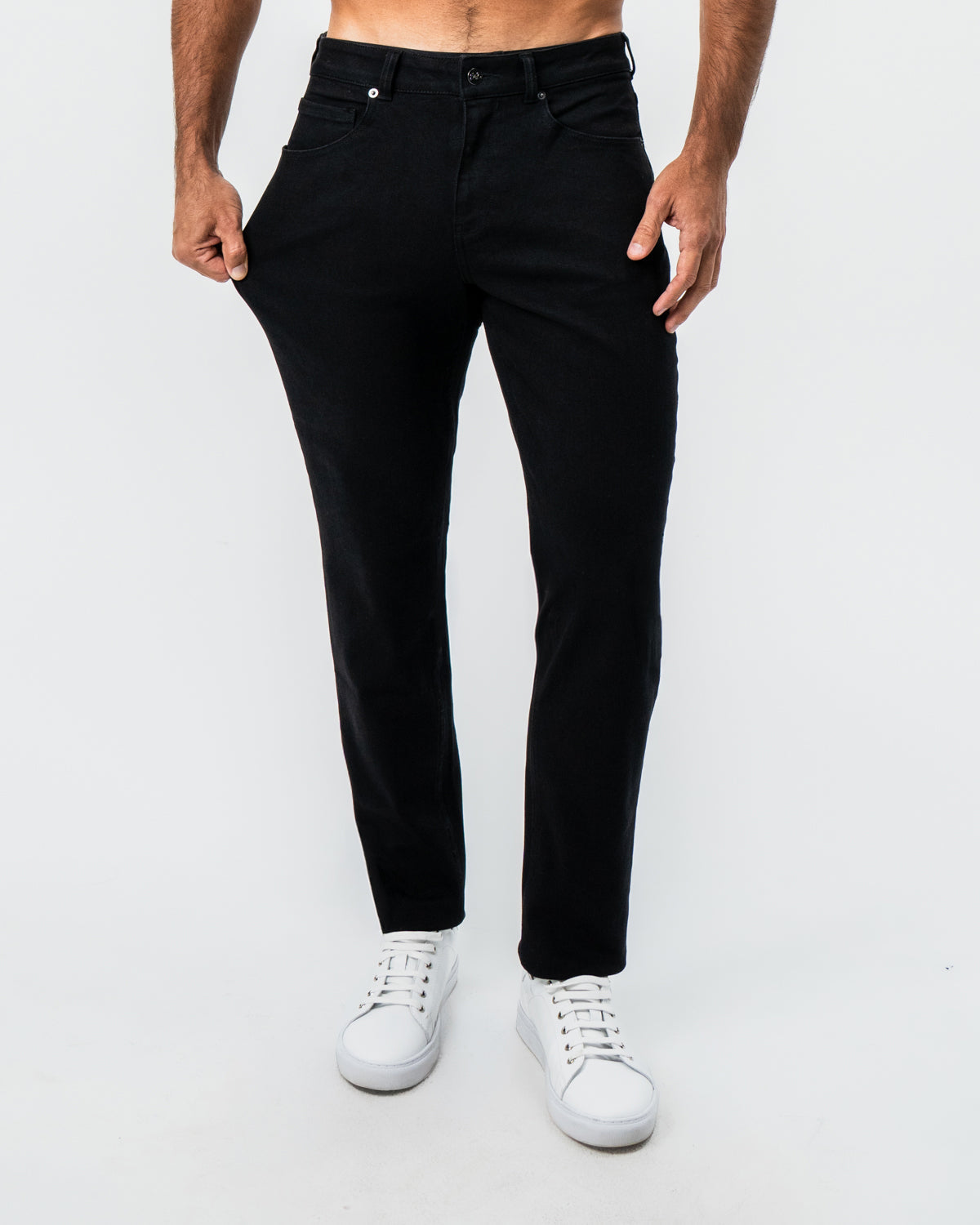 Athletic Fit Stretch Jeans - Black | State & Liberty Bottoms