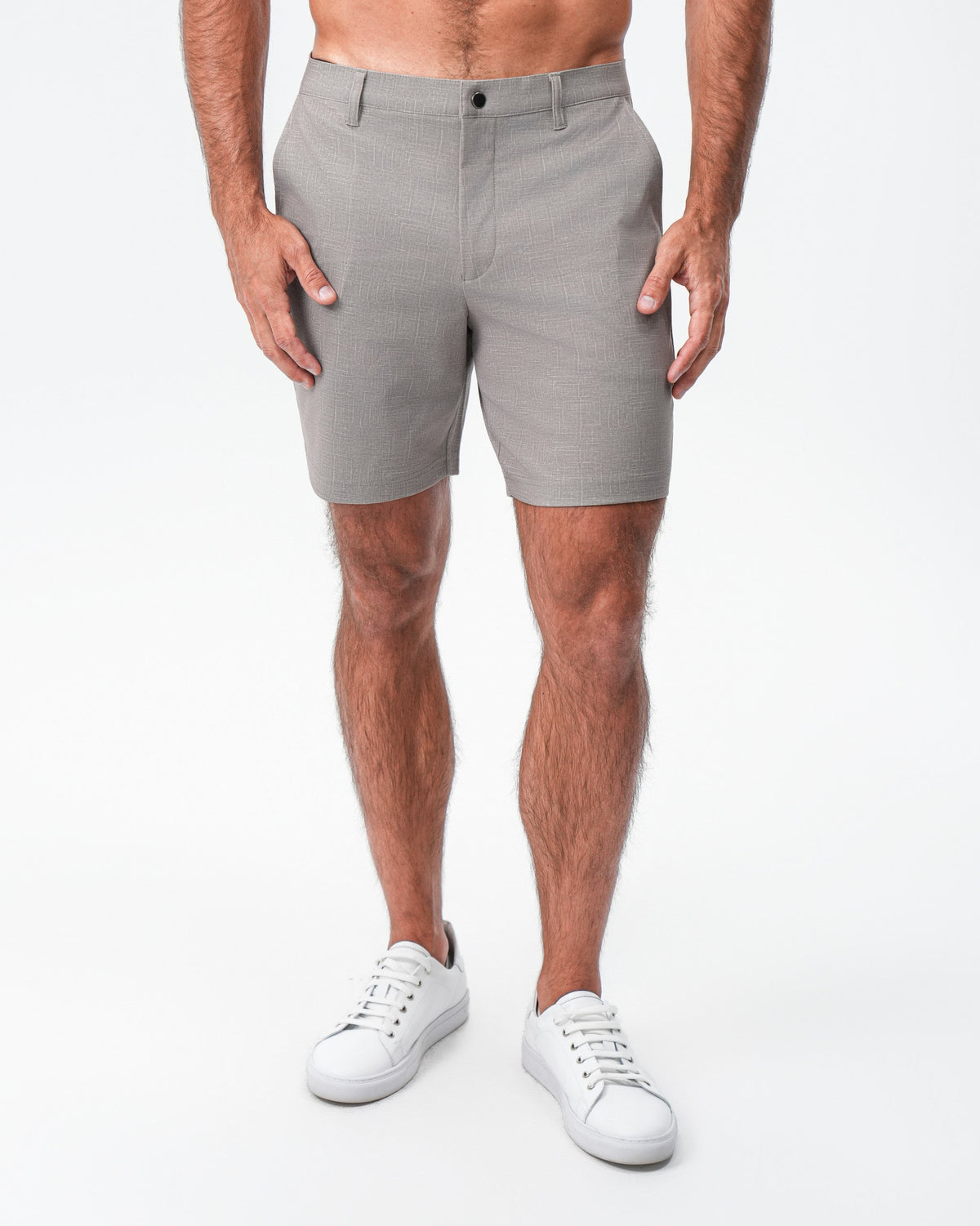 Brushed Athletic Fit Short - Stone Crosshatch | State & Liberty Bottoms