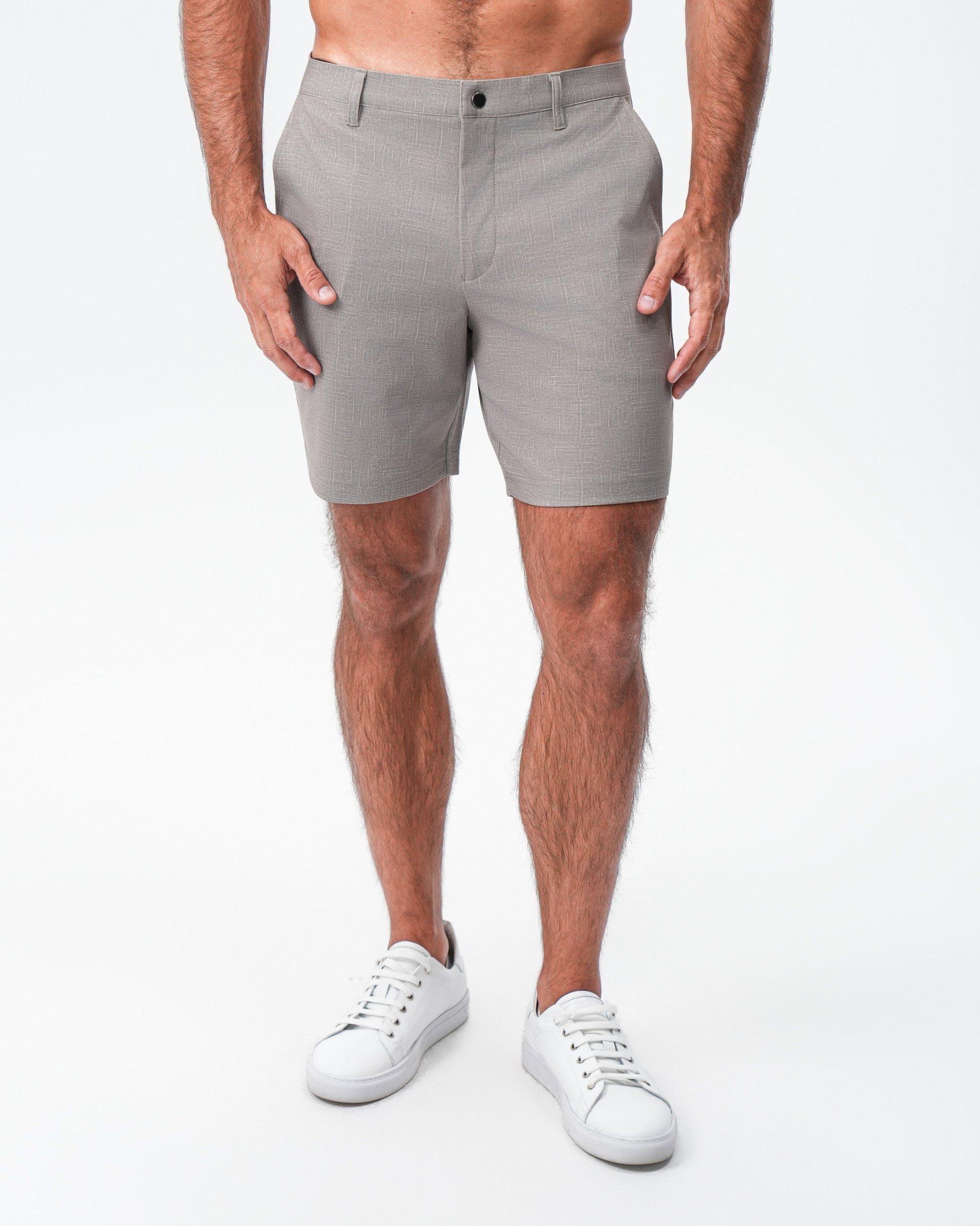 Brushed Athletic Fit Short - Stone Crosshatch | State & Liberty Bottoms