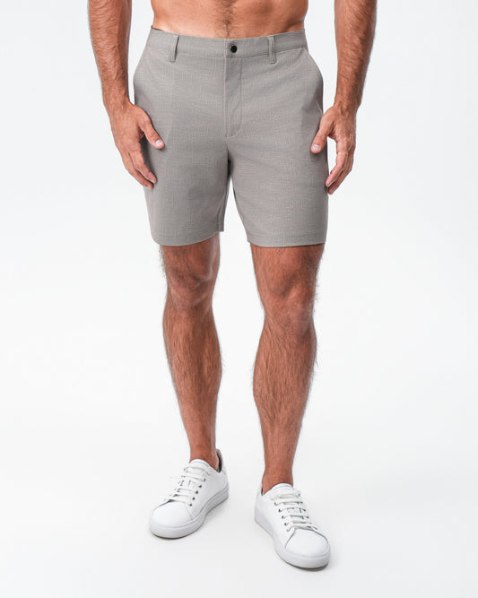 Brushed Athletic Fit Short - Stone Crosshatch | State & Liberty Bottoms