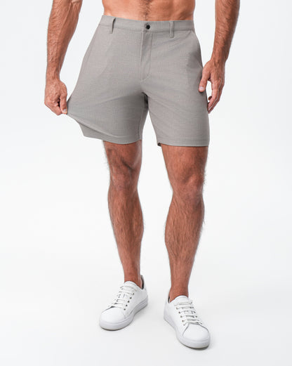 Brushed Athletic Fit Short - Stone Crosshatch | State & Liberty Bottoms