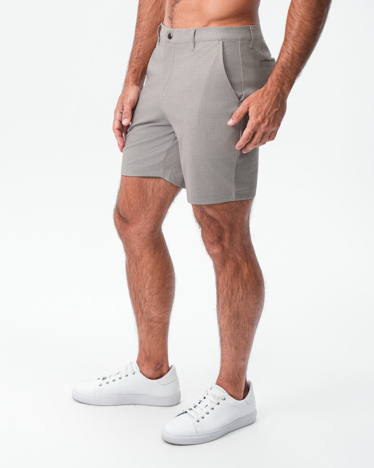 Brushed Athletic Fit Short - Stone Crosshatch | State & Liberty Bottoms