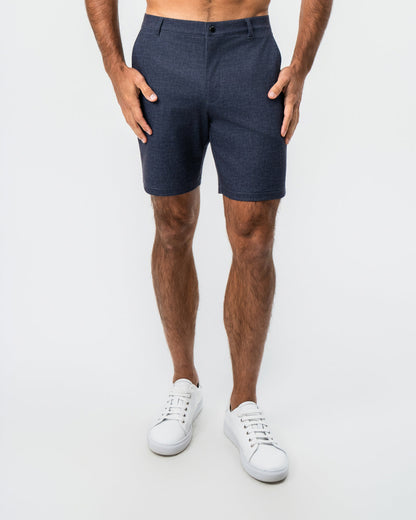 Brushed Athletic Fit Short - Textured Navy | State & Liberty Bottoms