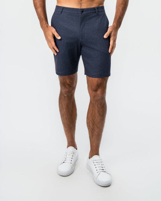 Brushed Athletic Fit Short - Textured Navy | State & Liberty Bottoms