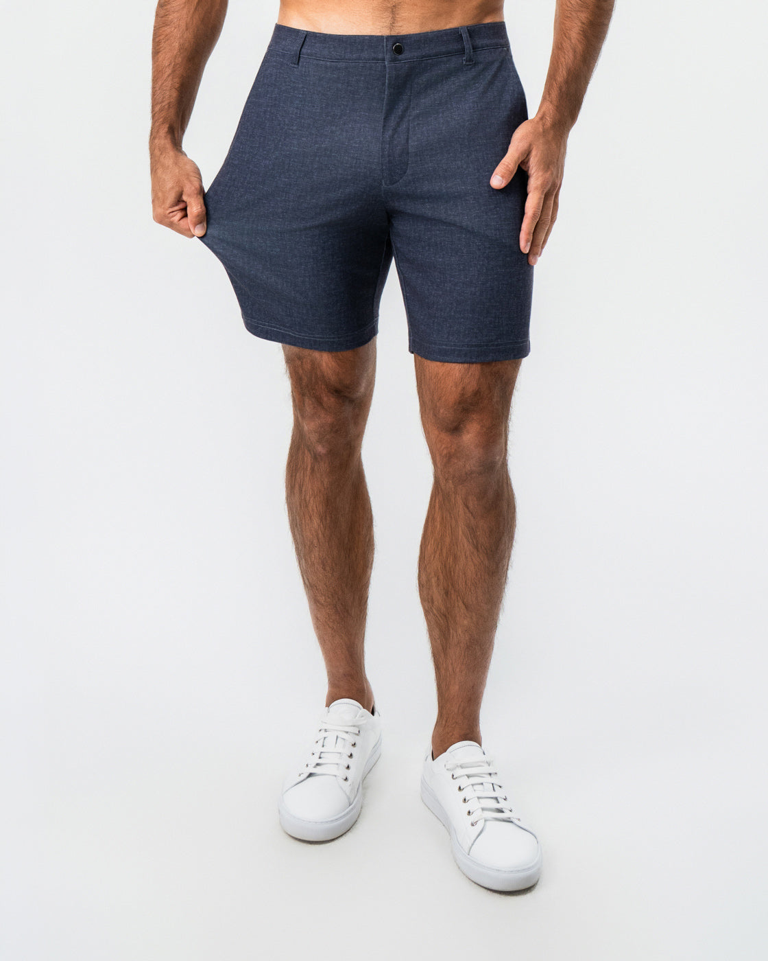 Brushed Athletic Fit Short - Textured Navy | State & Liberty Bottoms