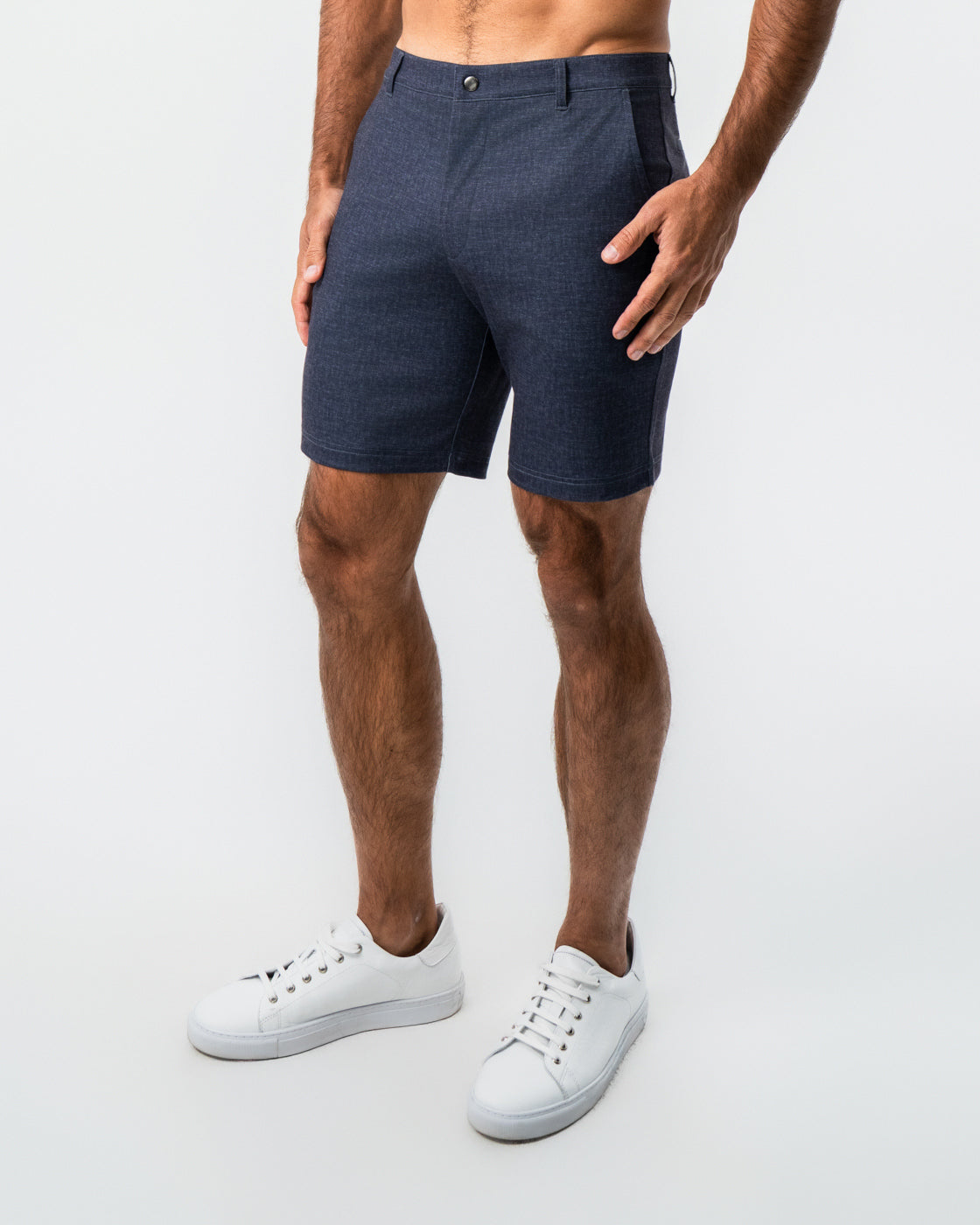 Brushed Athletic Fit Short - Textured Navy | State & Liberty Bottoms