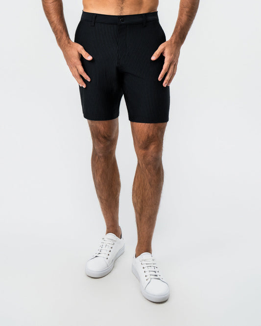 Athletic Fit Shorts - Black Seersucker | State & Liberty Bottoms