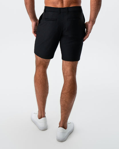Athletic Fit Shorts - Black Seersucker | State & Liberty Bottoms
