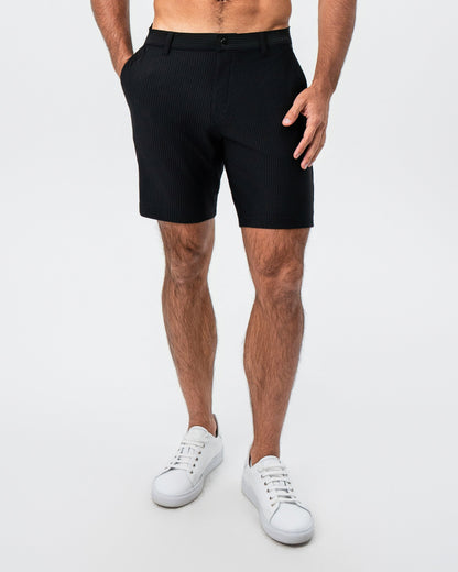 Athletic Fit Shorts - Black Seersucker | State & Liberty Bottoms