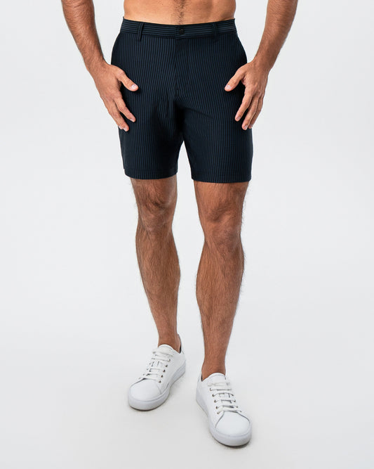 Athletic Fit Shorts - Navy & Black Seersucker | State & Liberty Bottoms