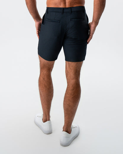 Athletic Fit Shorts - Navy & Black Seersucker | State & Liberty Bottoms