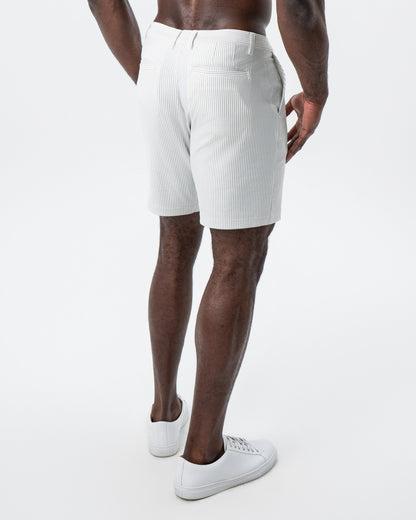 Athletic Fit Shorts - Grey & White Seersucker | State & Liberty Bottoms