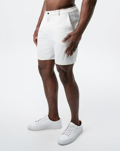 Athletic Fit Shorts - Grey & White Seersucker | State & Liberty Bottoms