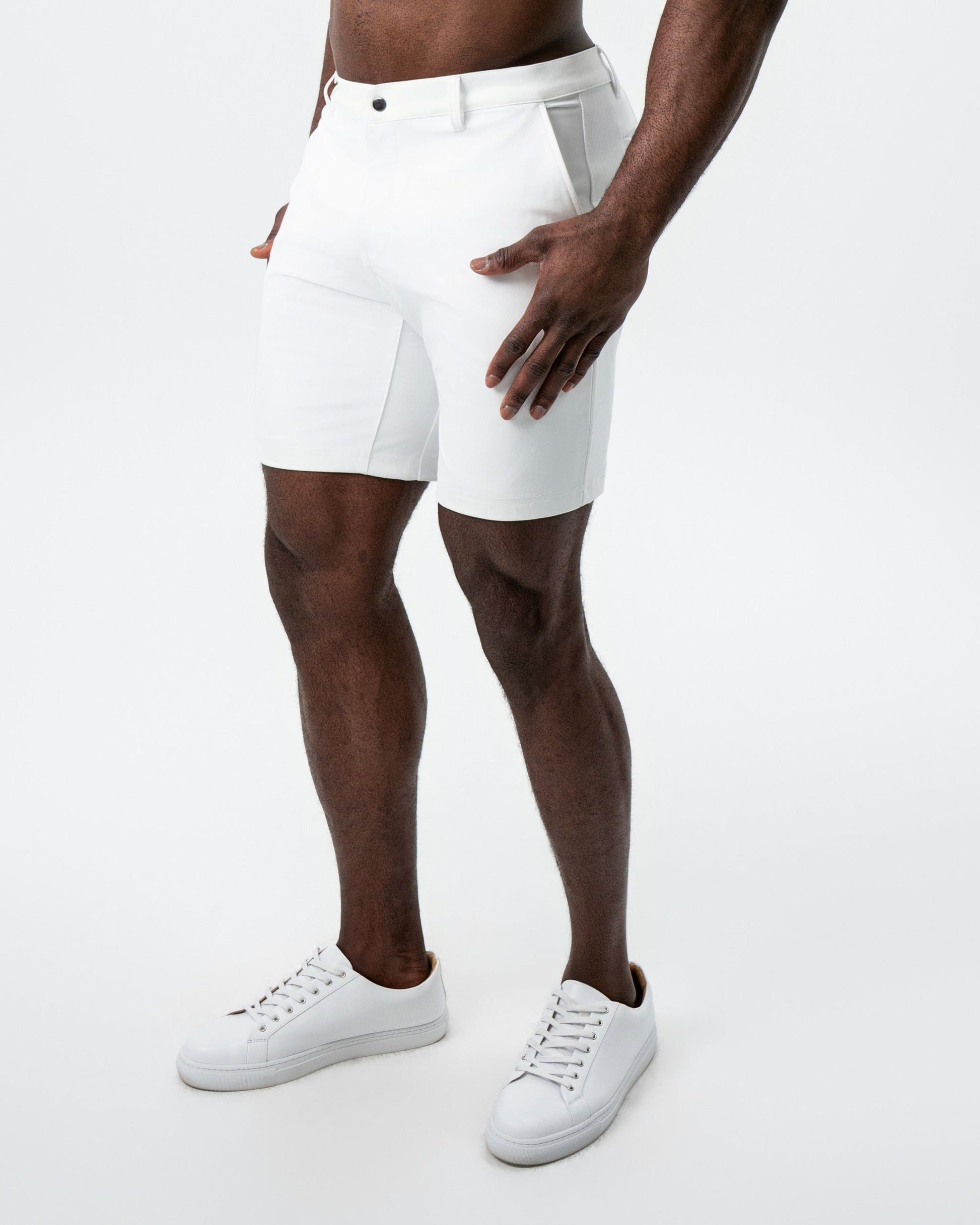 Athletic Fit Shorts - White | State & Liberty Bottoms