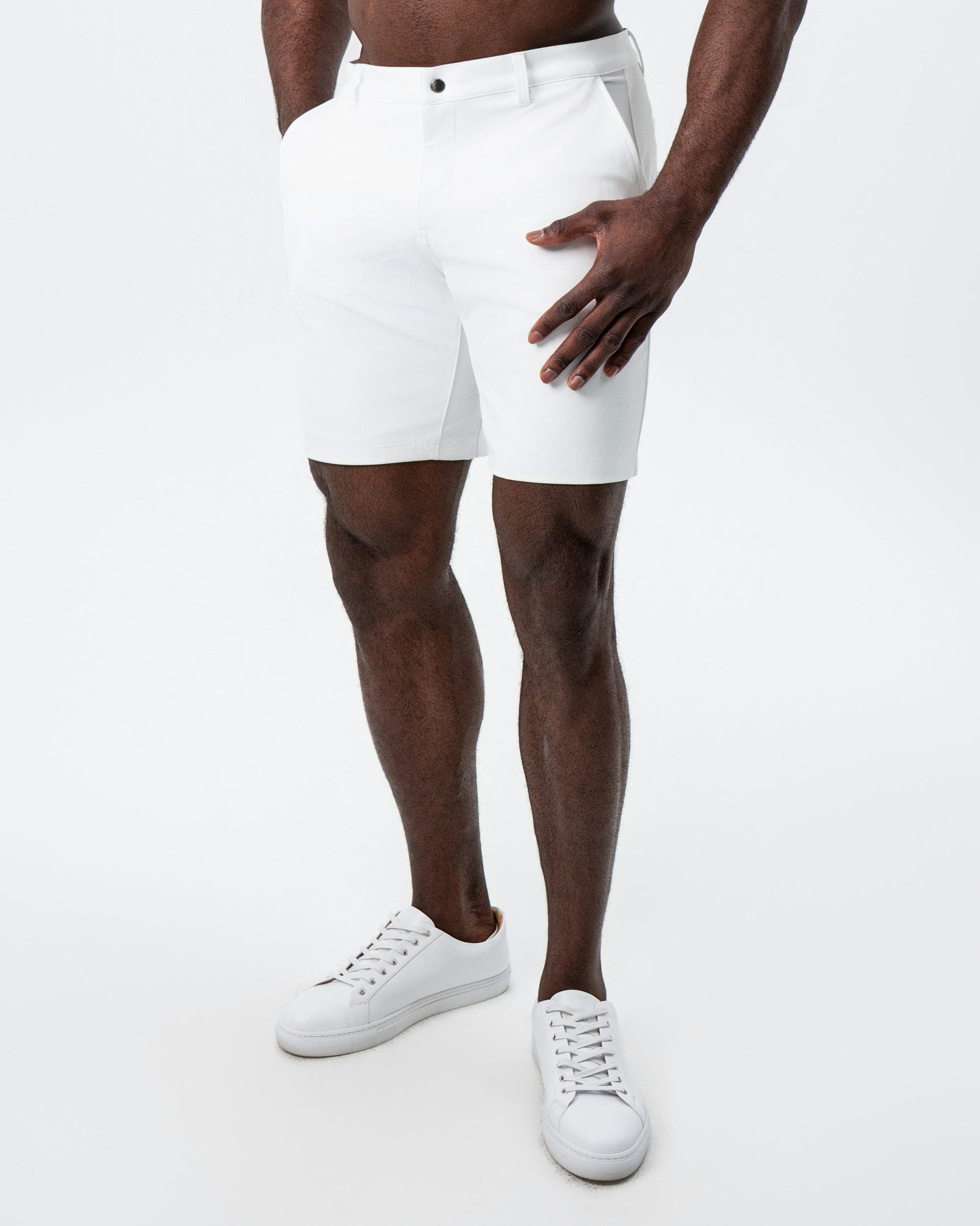Athletic Fit Shorts - White | State & Liberty Bottoms