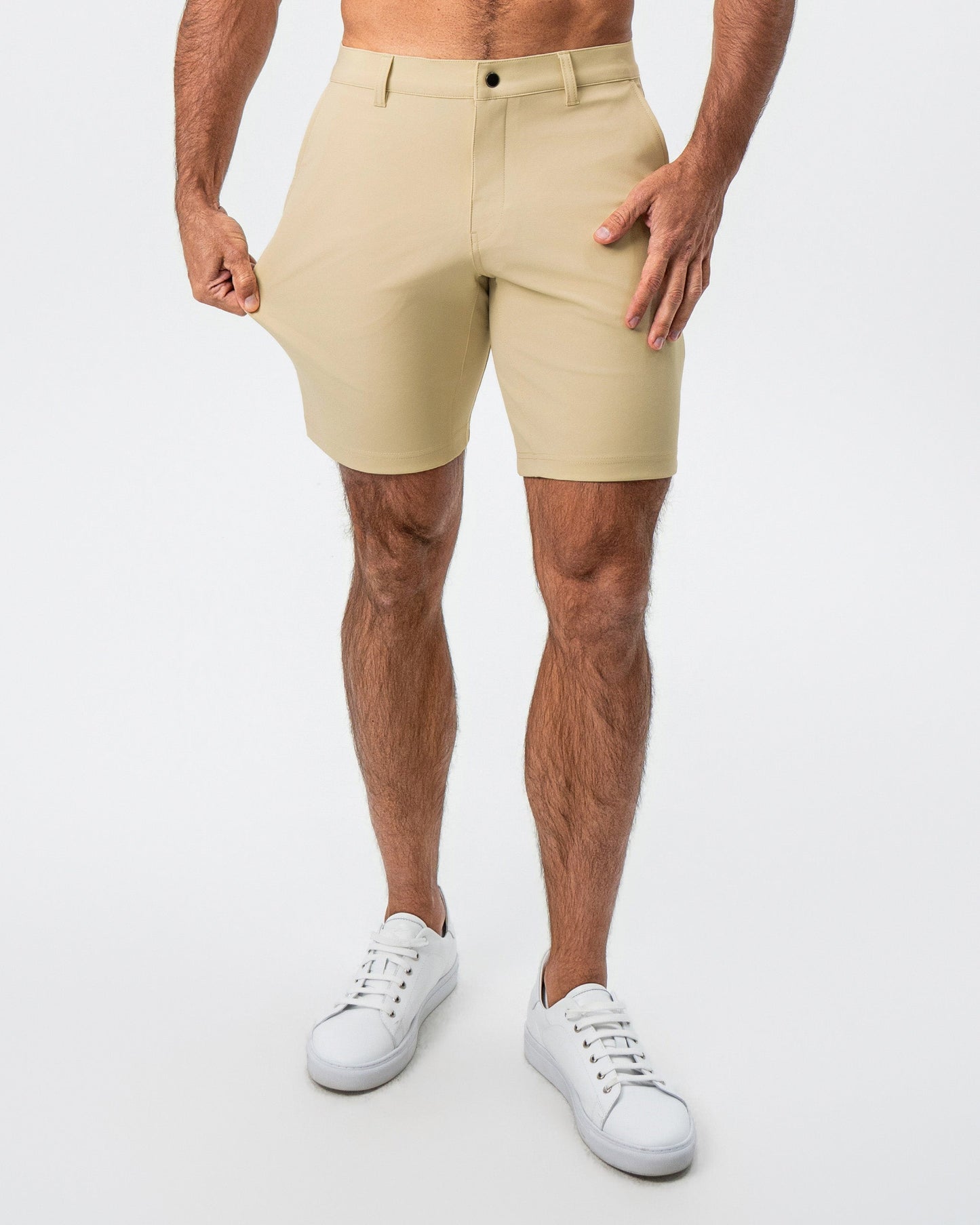 Athletic Fit Shorts - Mid Khaki | State & Liberty Bottoms