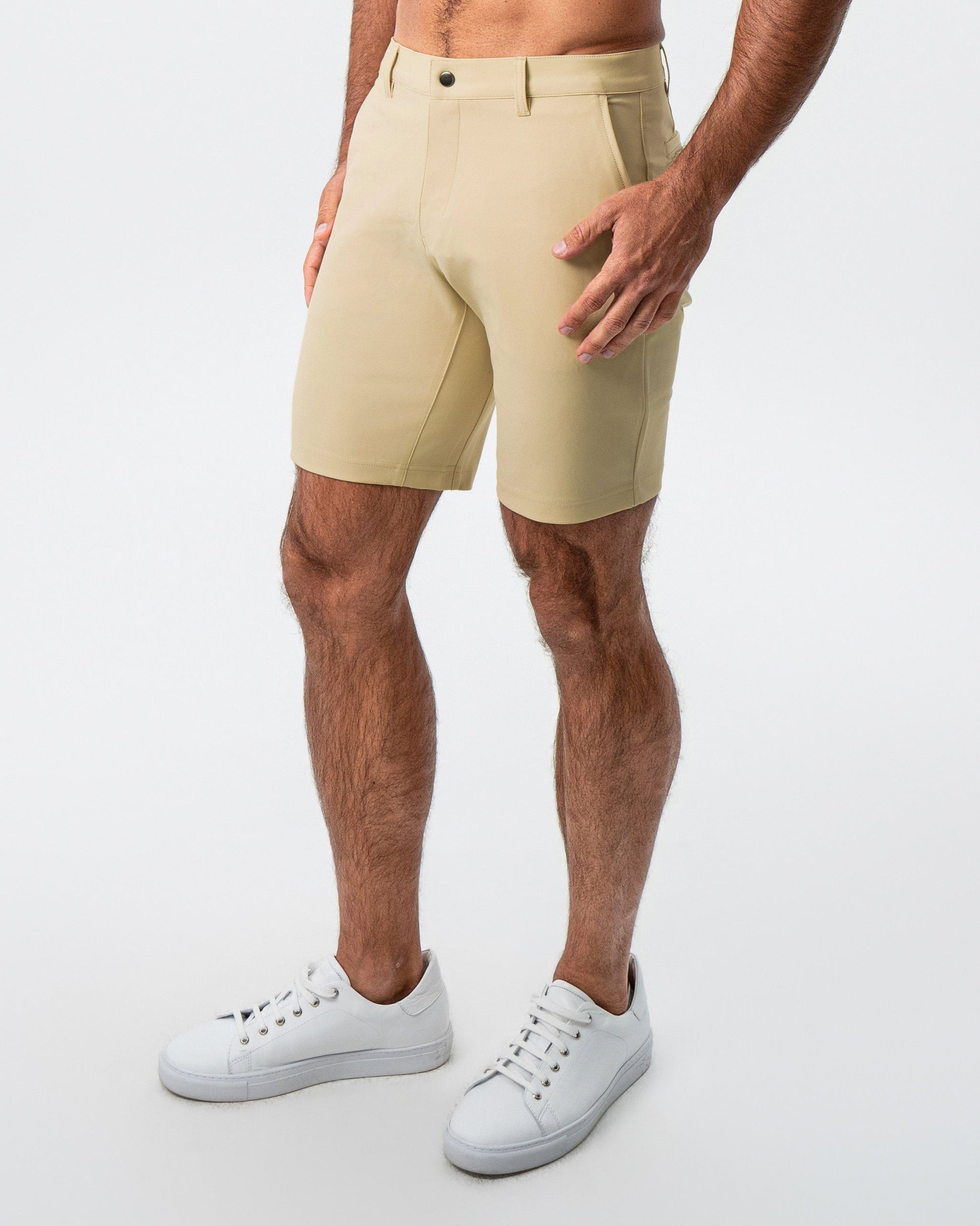 Athletic Fit Shorts - Mid Khaki | State & Liberty Bottoms