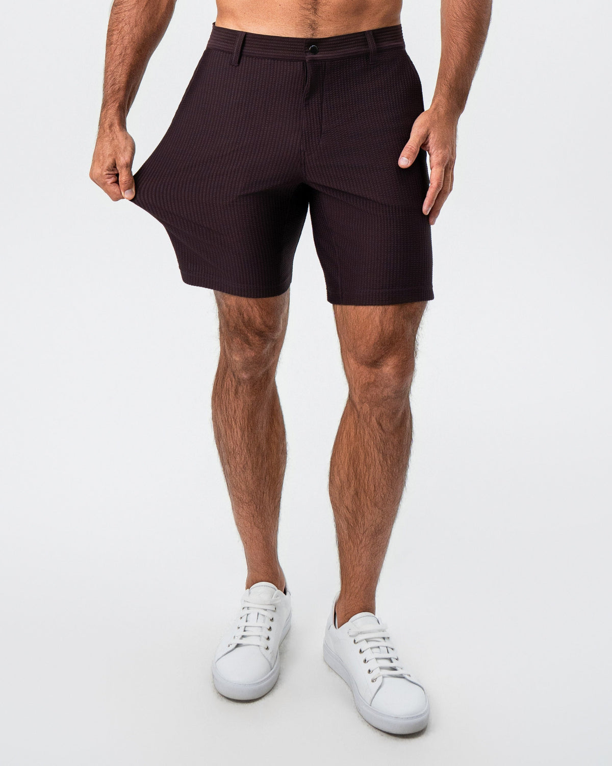 Athletic Fit Shorts - Plum Seersucker | State & Liberty Bottoms